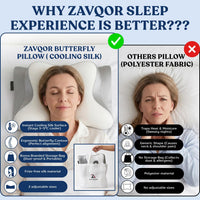 Ergonomic Cervical Neck Pillow for Neck Pain Relief, Side Sleeper Pillow, Orthopedic Pillow, Sleep Apnea Pillow, Cooling Cervical Neck Pillow, Butterfly Contour Pillow with Silk Cover & Travel Bag